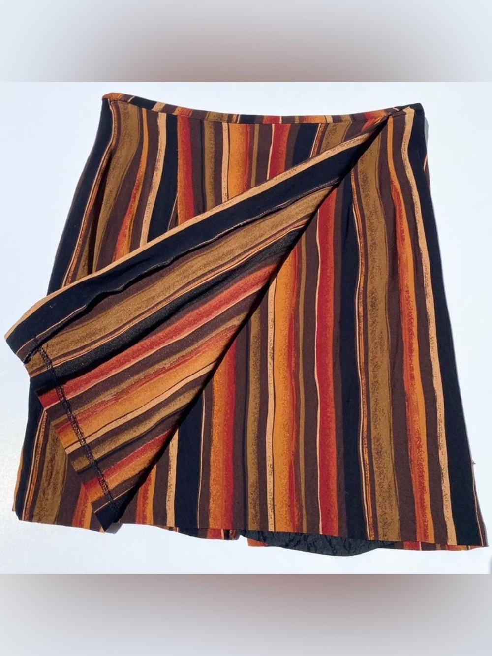 Vintage Intriguing Threads Burnt Orange Rust Stripe Skirt Women's  28" Bohemian